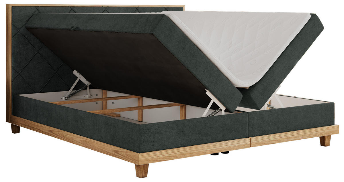 BOXBETT CAICOS 140/200 - Dunkelgrau Struktur - H4 - Dunkelgrau, Holz/Textil (140/200cm) - MKS