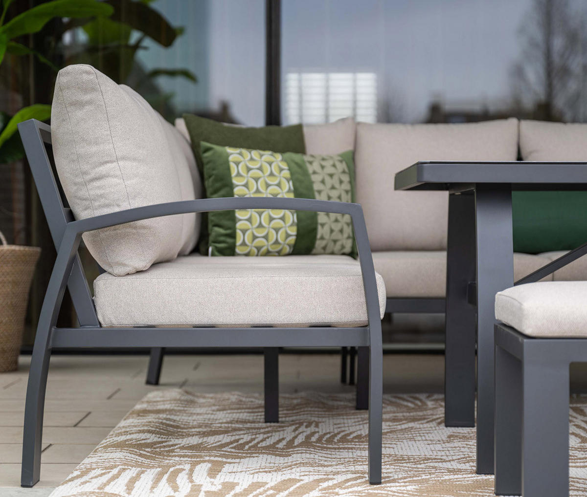 GARTENLOUNGESET Vasano 4-teilig, Premium Dining Ecklounge Set, Gartenmöbelset - Anthrazit, Metall - GARDEN IMPRESSIONS