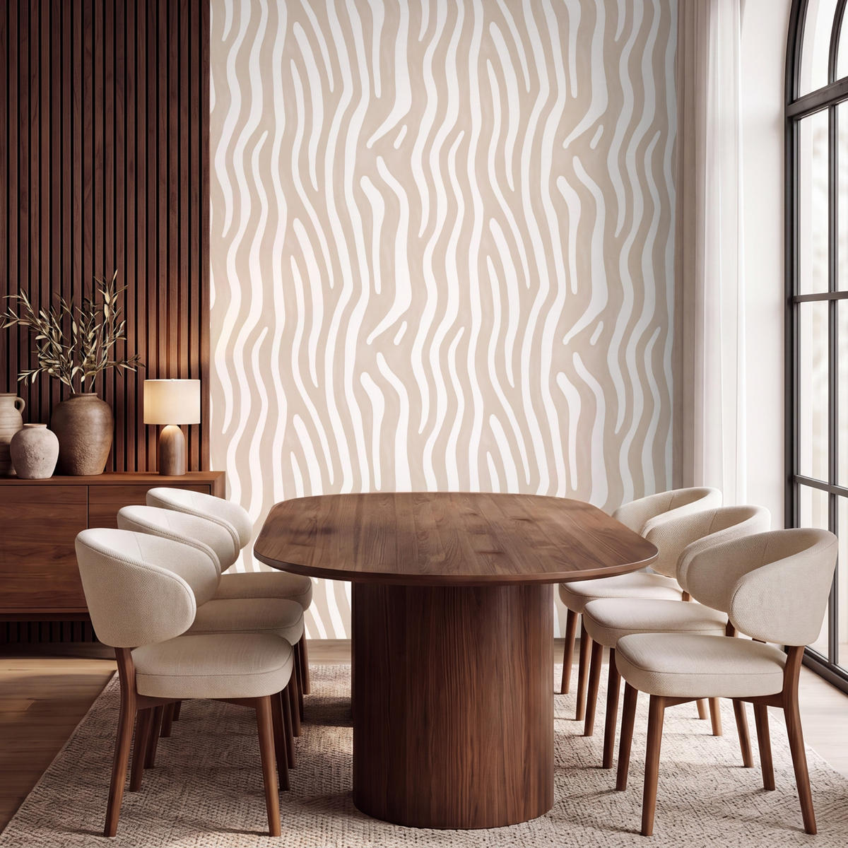 TAPETE - Abstrakt - Zebra - Beige - 200x280 cm - Beige, Papier (200/280cm) - OnlyWow