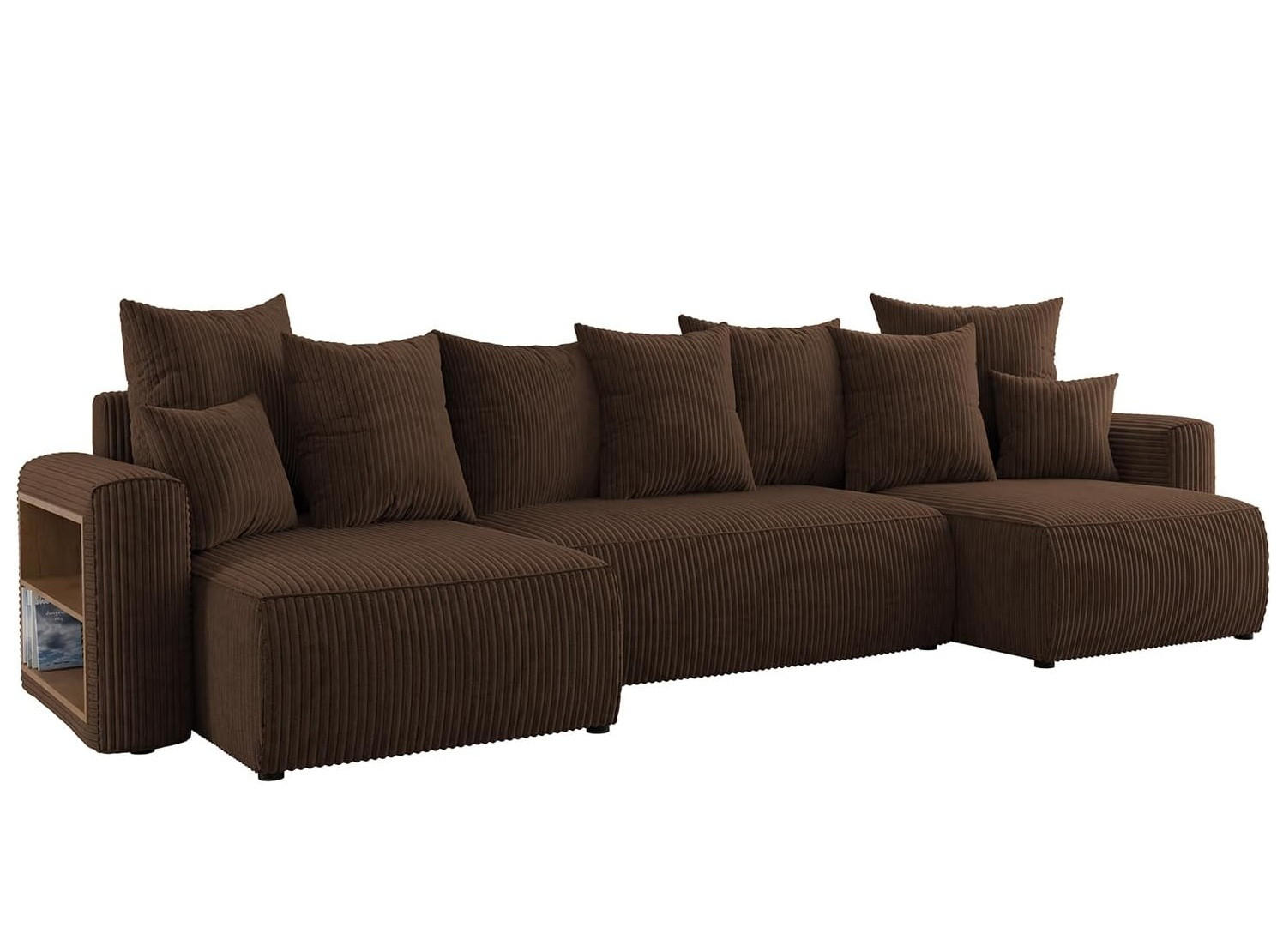 ECKSOFA SOLARIS U - Dunkelbraun/Schwarz, Holzwerkstoff (312/142cm) - Meblini