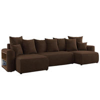 ECKSOFA SOLARIS U - Dunkelbraun/Schwarz, Holzwerkstoff (312/142cm) - Meblini