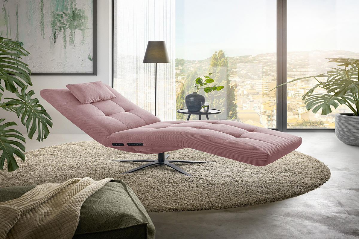 RELAXLIEGE LETICIA Pink Cord - Pink/Schwarz, Textil/Metall (82/115/156cm) - KAWOLA