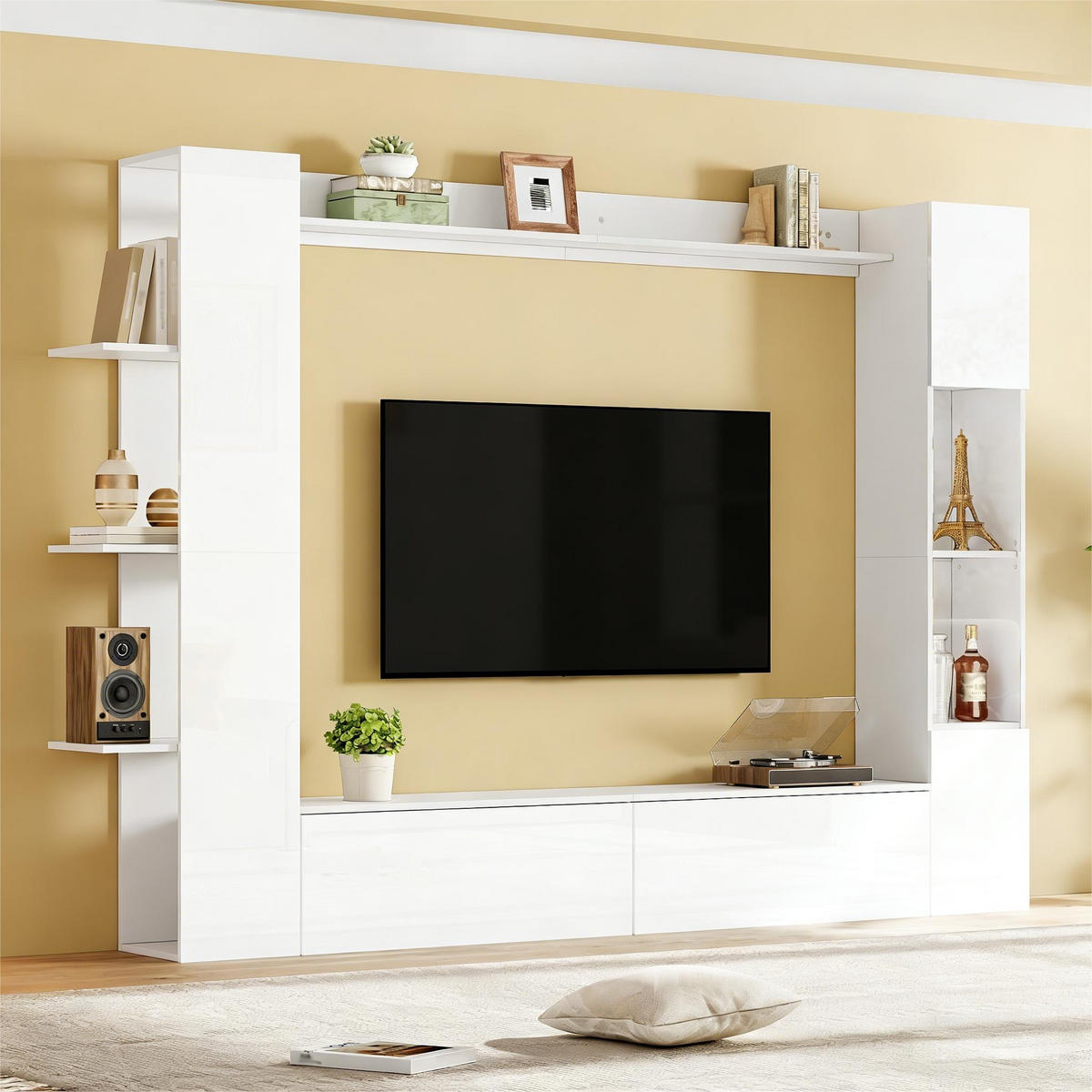 TV-ELEMENT 245/30/170 cm Weiß mit Türanschlag wechselbar und Stauraum (4 Stück) - Weiß, Holz (228/170/30cm) - Oxeza