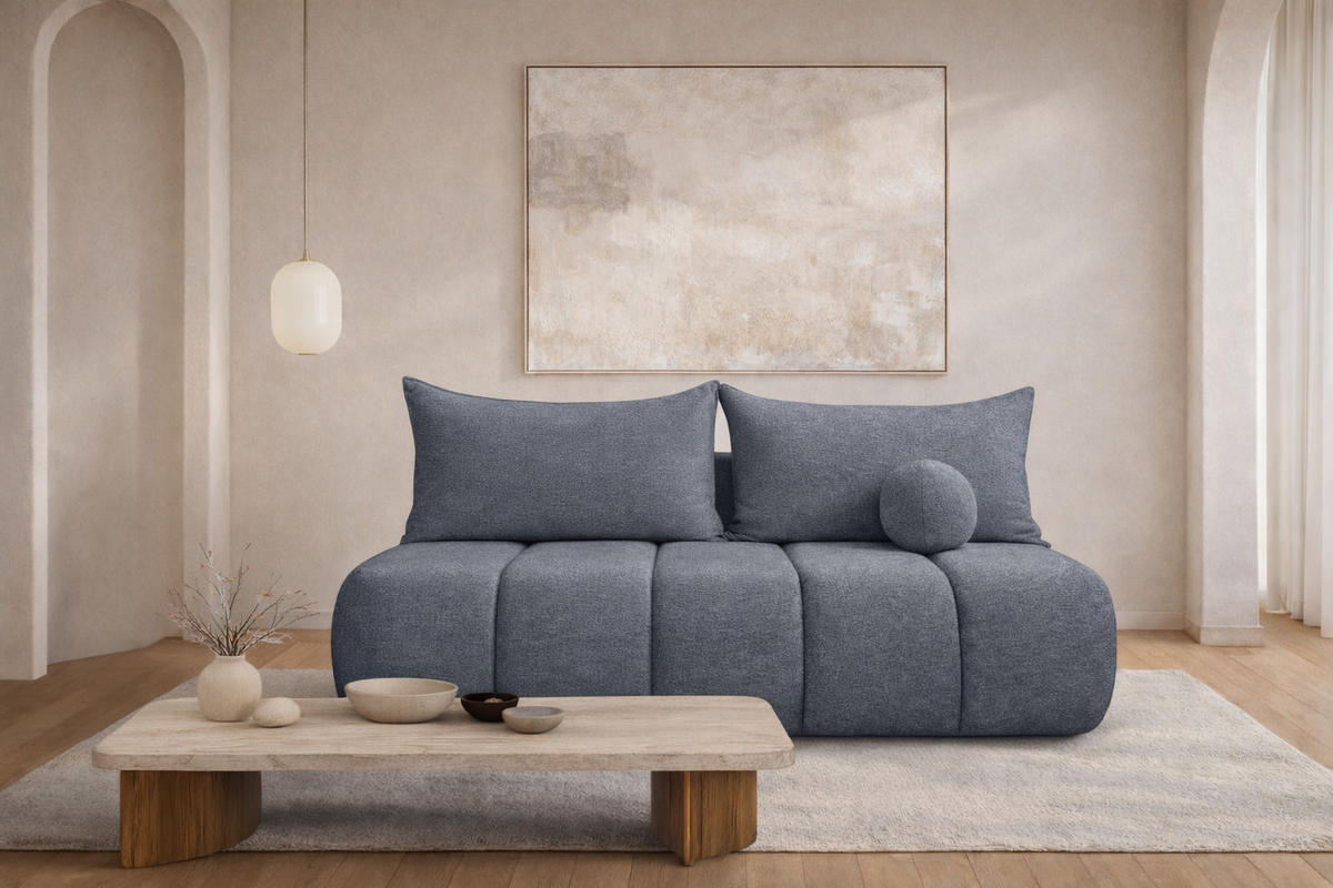 SOFA Mit Schlaffunktion Und Bettkasten, Veloursstoff Monolith, Silber, PIANO - Silberfarben, Holz (207/91/103cm) - Kaiser Möbel