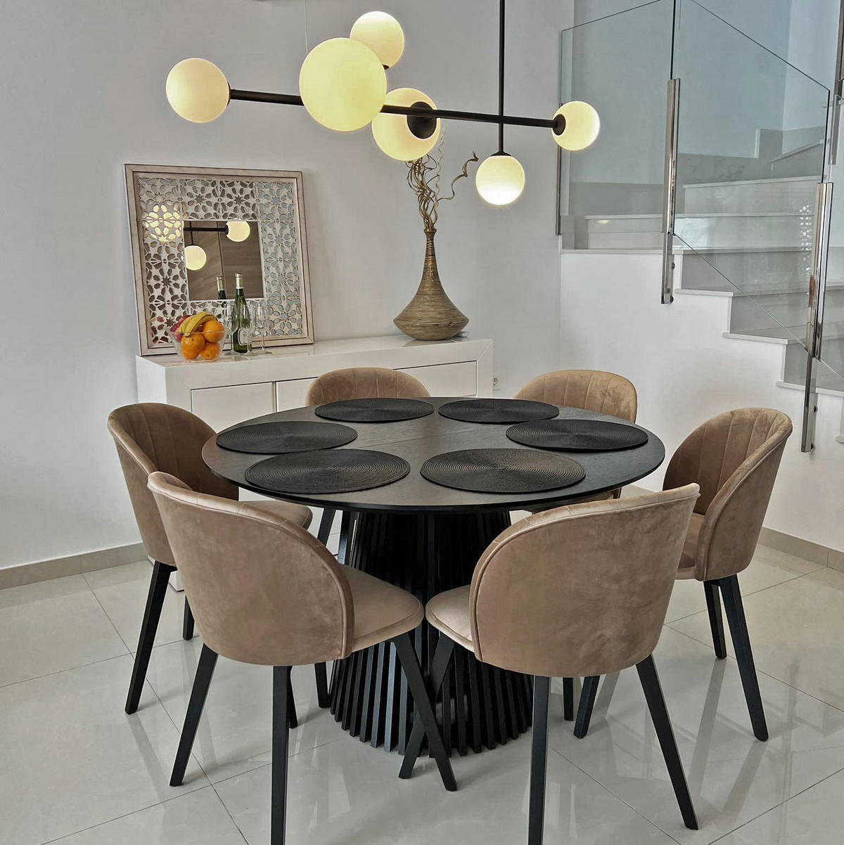 ESSTISCH runder ausziehbarer Tisch für Esszimmer DOVER 90 / 190 cm, Farbe: Eiche Lefkas / Weiß - Dunkelbraun/Weiß, Holz (190/90/77cm) - Dekori_Interiors