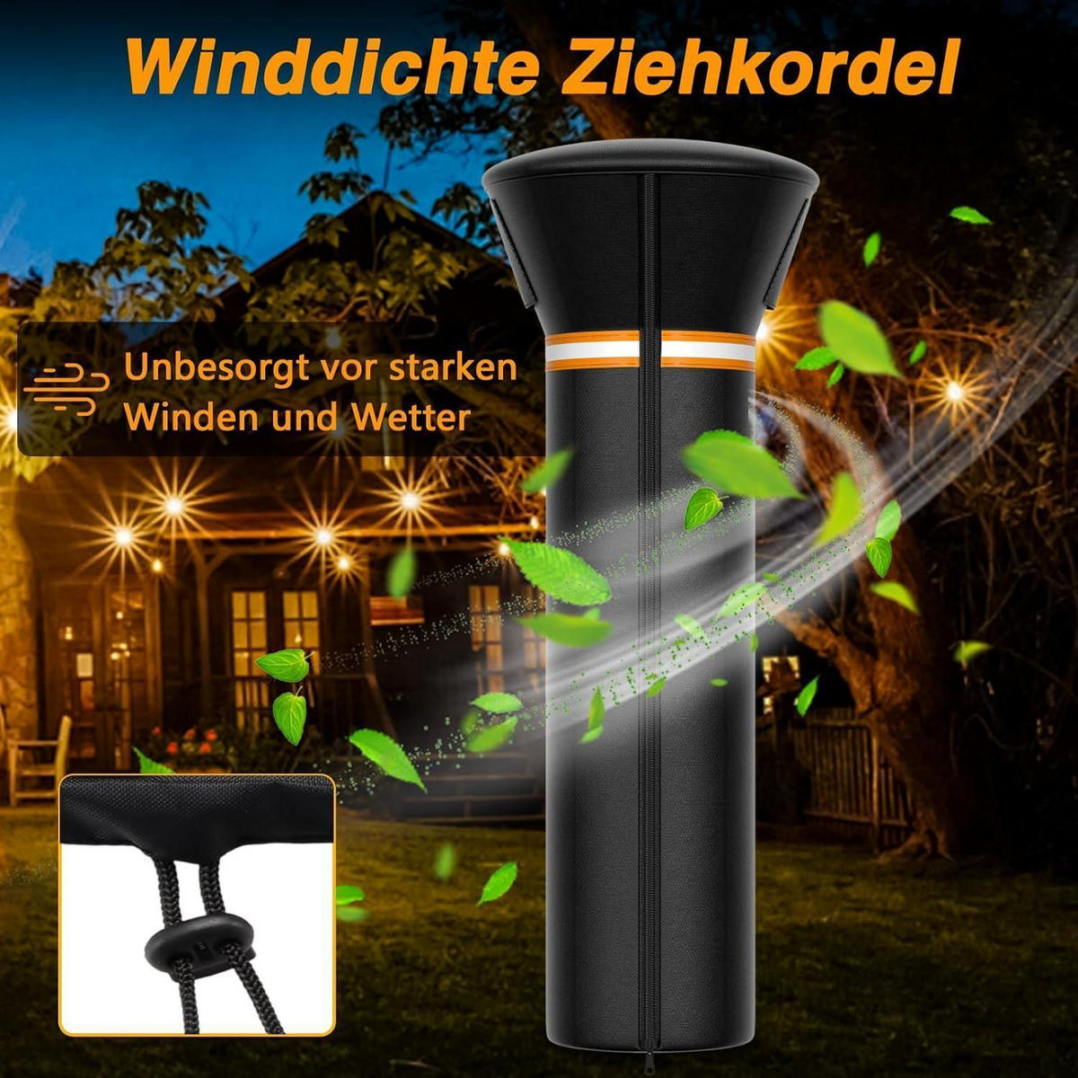 ABDECKUNG für Terrassenheizer 226 x 84 x 48 cm - Schwarz, Textil (84/48/226cm)