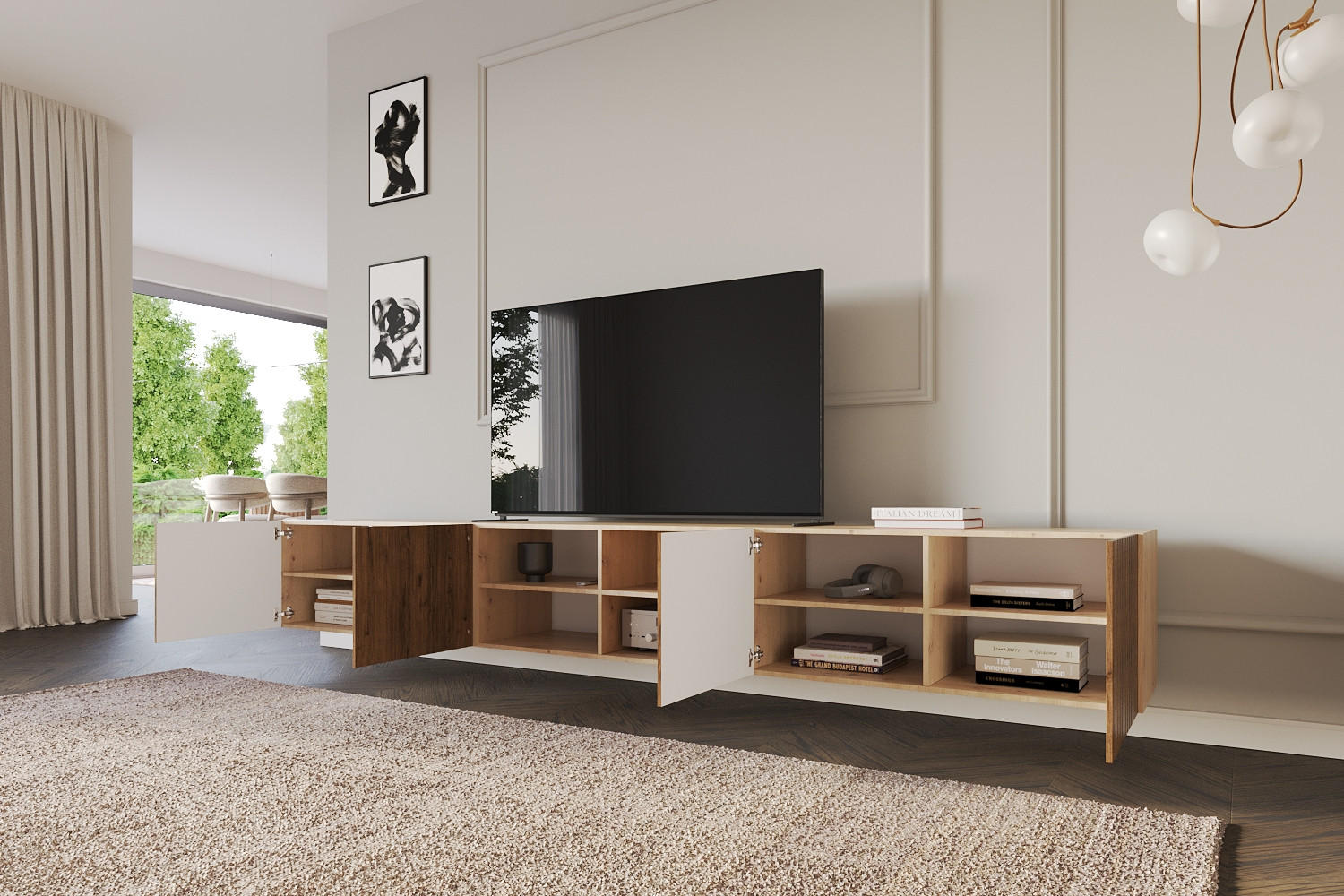 LOWBOARD KITO-W 3x100x40x41 cm - Artisan / Katania - Eiche Wotan, Holzwerkstoff (300/40/41cm) - ALTDECOR