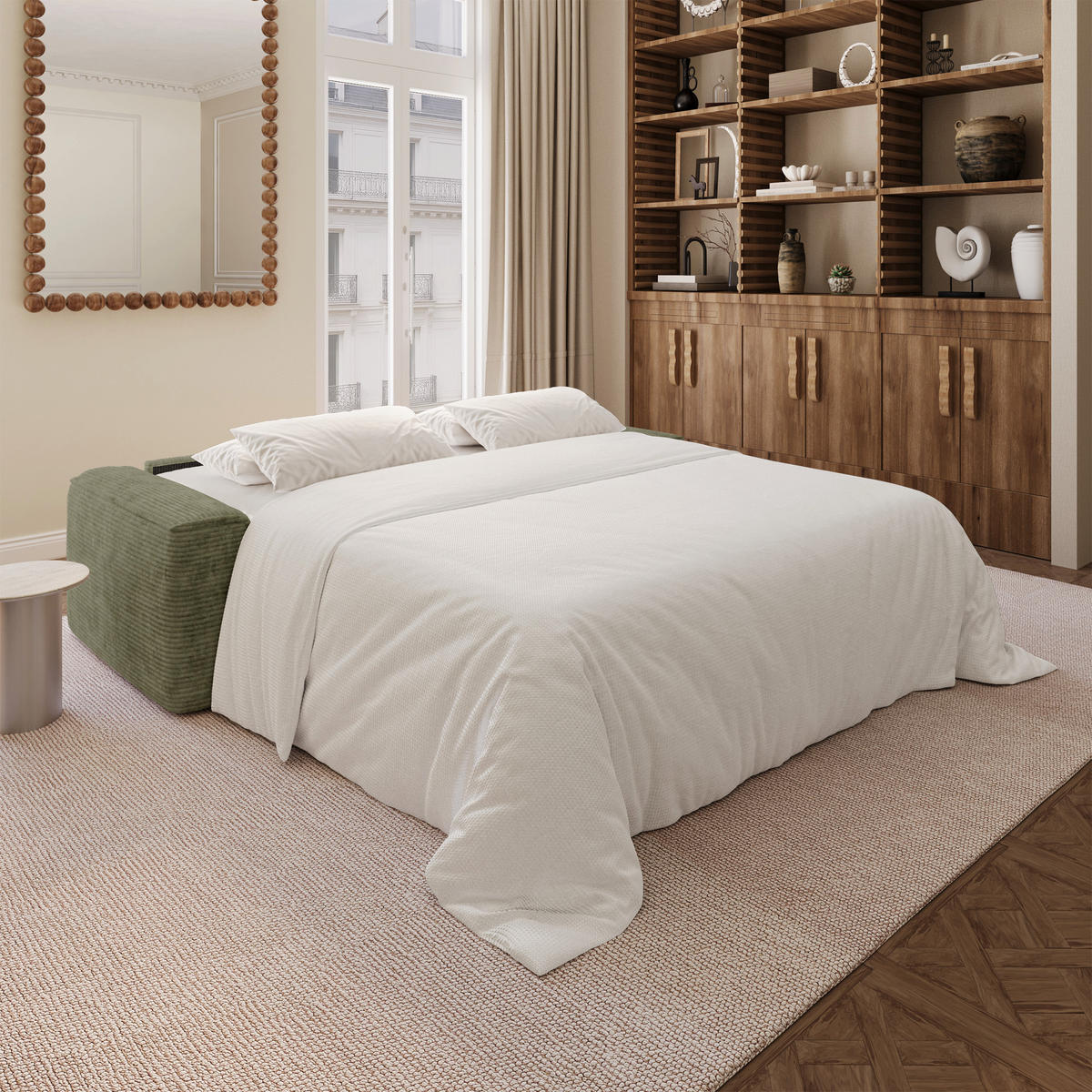 SCHLAFSOFA Express COMO Cord Olivgrün 236cm - Olivgrün/Grün, Textil (236/78/100cm) - Premium Interiors