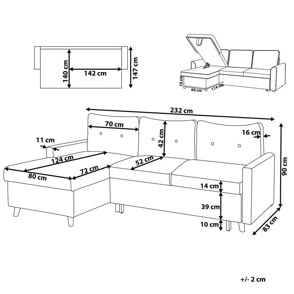 Thumbnail - Beliani Ecksofa, Hellblau, Textil, 4-Sitzer, L-Form, 232x147 cm, Wohnzimmer, Sofas & Couches, Wohnlandschaften, Ecksofas