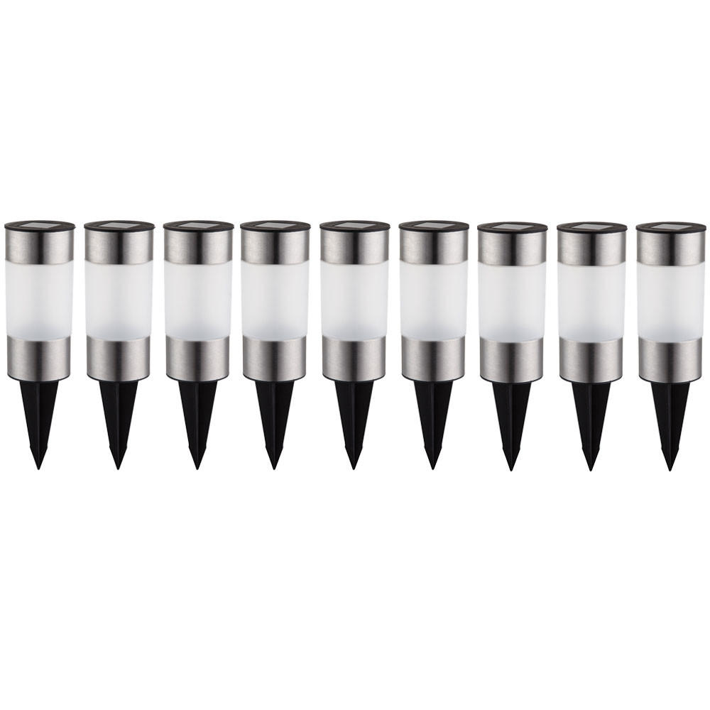 LED AUSSENLEUCHTE Edelstahl Silber 9er Set - Silberfarben, Metall (6.3/6.3/23.5cm) - Globo Lighting