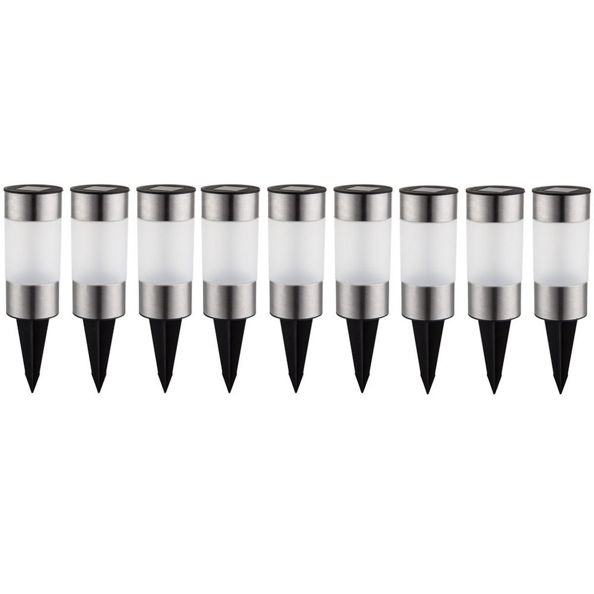 LED AUSSENLEUCHTE Edelstahl Silber 9er Set - Silberfarben, Metall (6.3/6.3/23.5cm) - Globo Lighting