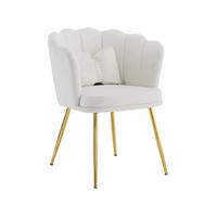SESSEL 68x78x94.5 cm in Beige, Samt mit Blütenblatt-Rückenlehne, Metallbeine - Beige, Textil (58/77/63cm) - Modfu