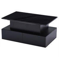 COUCHTISCH Schwarz, 90/55/41 cm mit LED und 4 Schubladen - Schwarz, Holzwerkstoff (55/90/41cm) - PANGIVO