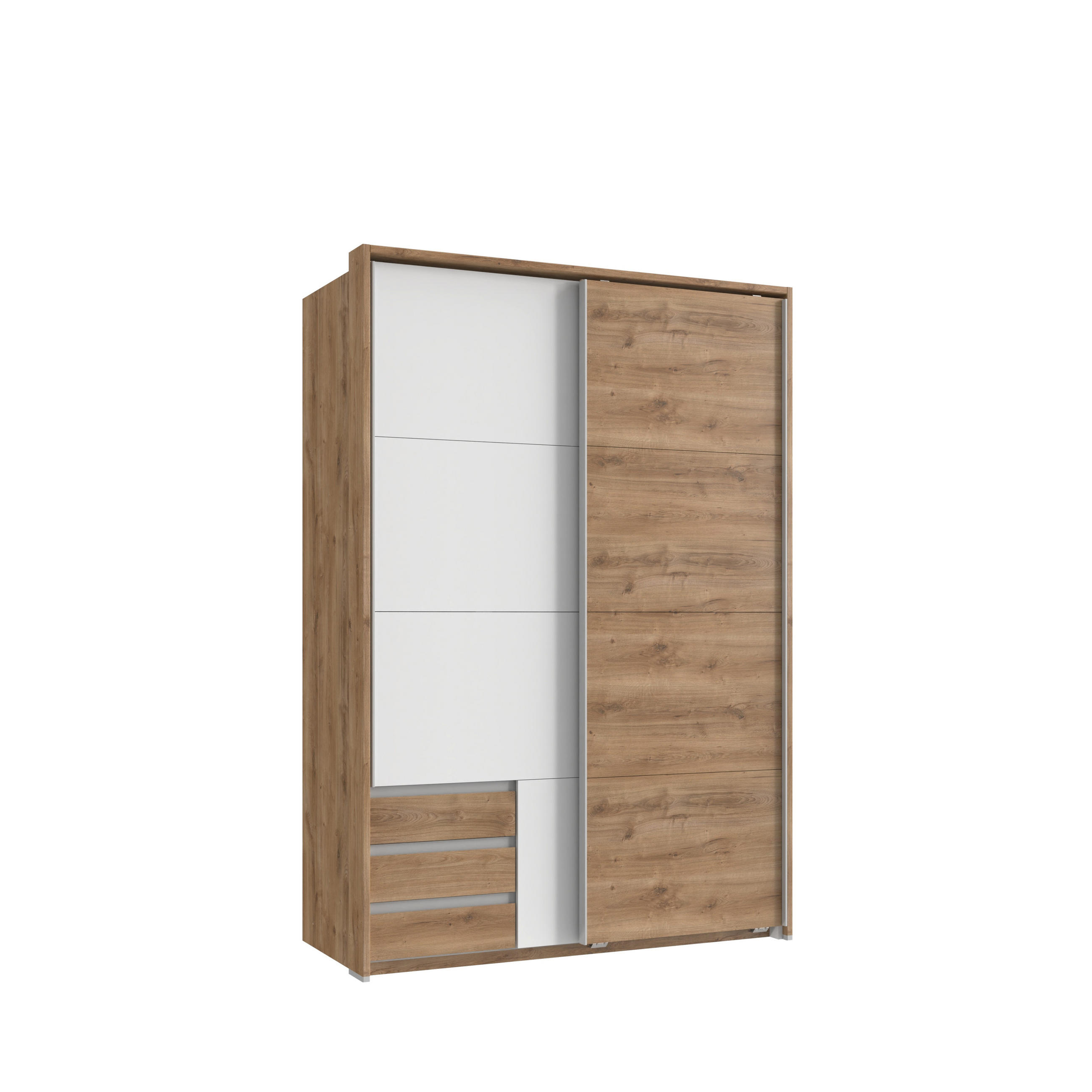 luma-home Schwebetürenschrank Eiche, Weiß 138x200x65 cm