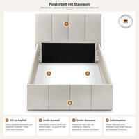POLSTERBETT Dalas Beige 120 x 200 x 40 cm Stauraum Ohne Matratze und Lattenrost - Beige, Holz (120/200cm) - Halmon Schlafkomfort Betten 