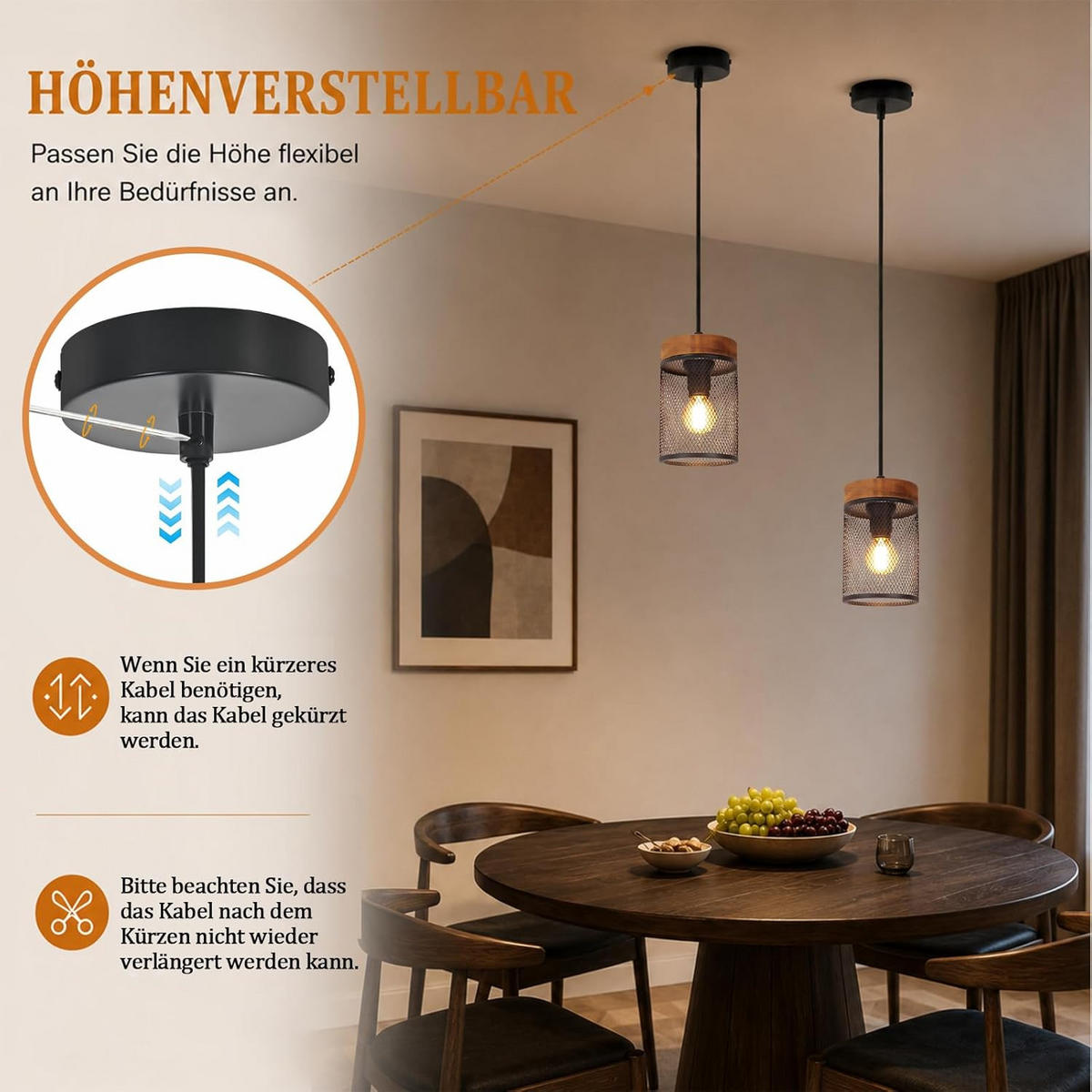 PENDELLEUCHTE 10/10/150cm - Schwarz, Metall (10/10/150cm) - Nettlife