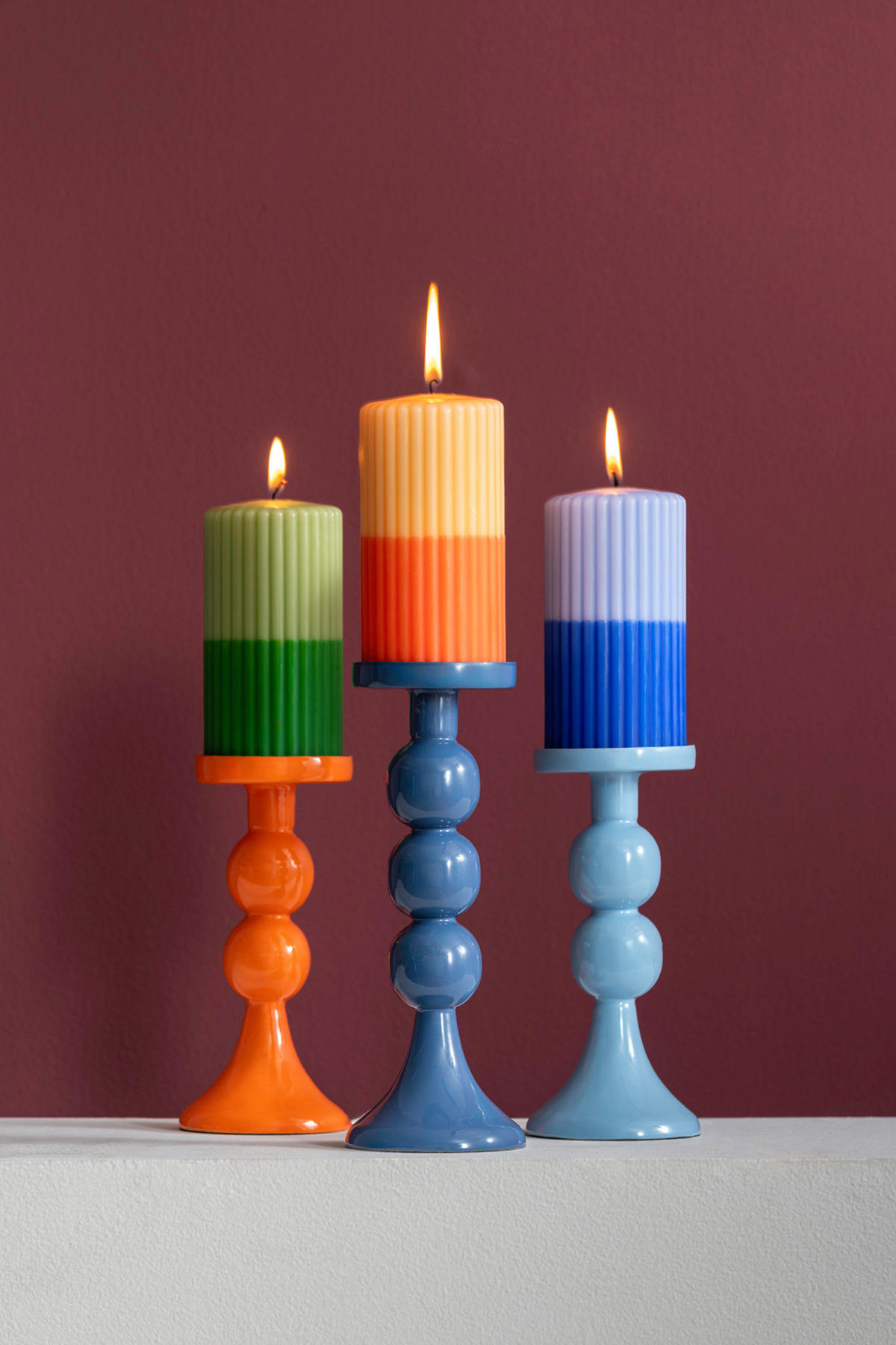 KERZENHALTER Funky Blau 8.5/8.5/19.5 cm - Blau, Metall (8.5/19.5/8.5cm) - Present Time