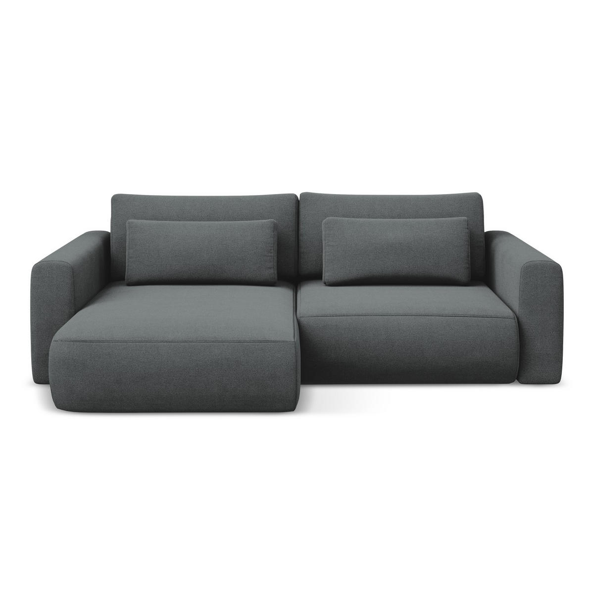 ECKSOFA mit Schlaffunktion Strukturstoff Stoff Grau - Schwarz/Grau, Kunststoff/Textil (149/240cm) - LaMiaSofa