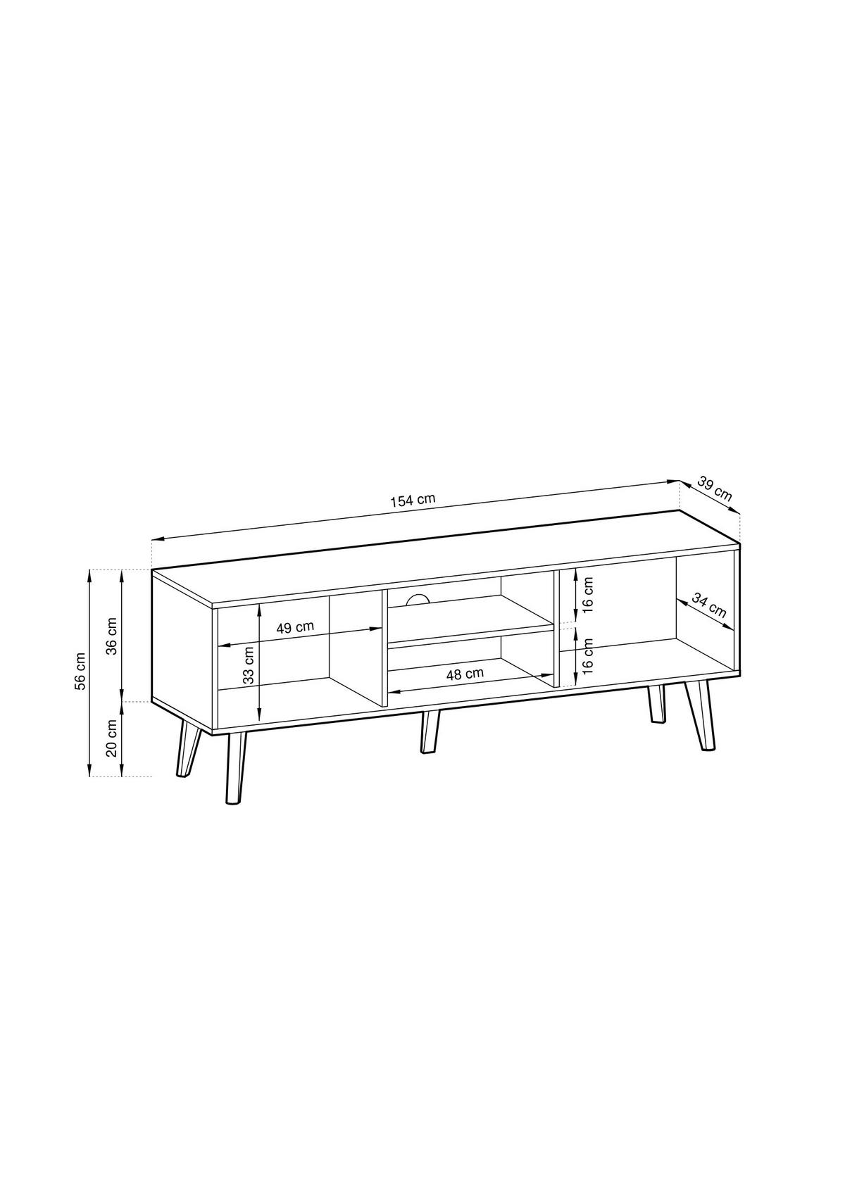TV-ELEMENT CONE RTV 154 - Eichefarben/Schwarz, Holzwerkstoff (154/56/39cm) - Lookway
