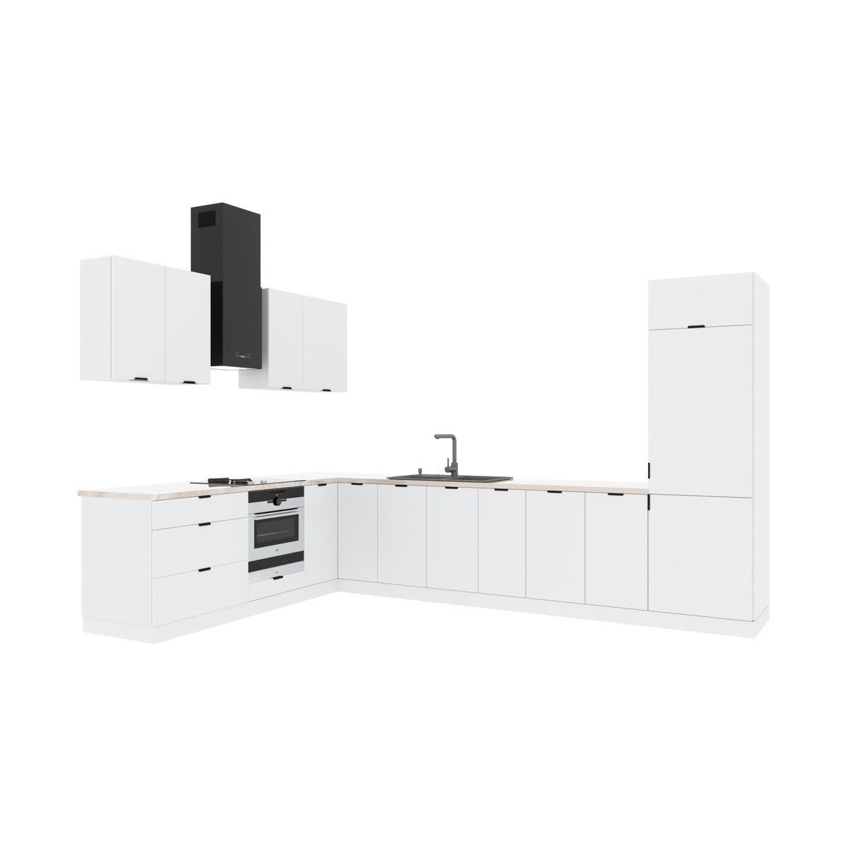 ECKKÜCHE – 340 cm – KU-S60 – Lunara – Weiß – ohne E-Geräte - Weiß, Holzwerkstoff (340/203/56cm) - hi-markt