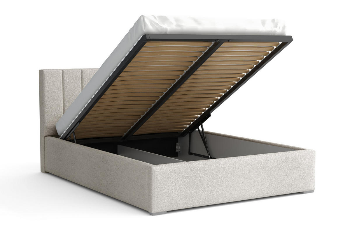 POLSTERBETT VENICE 160/200 in Boucle Schwarz - Schwarz, Holz/Holzwerkstoff (160/200cm) - Deine Möbel 24
