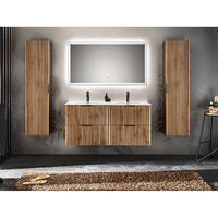 BADMÖBEL-SET 4-TLG. Xanten-56 - Braun, Holzwerkstoff (220/200/46cm) - Lomado