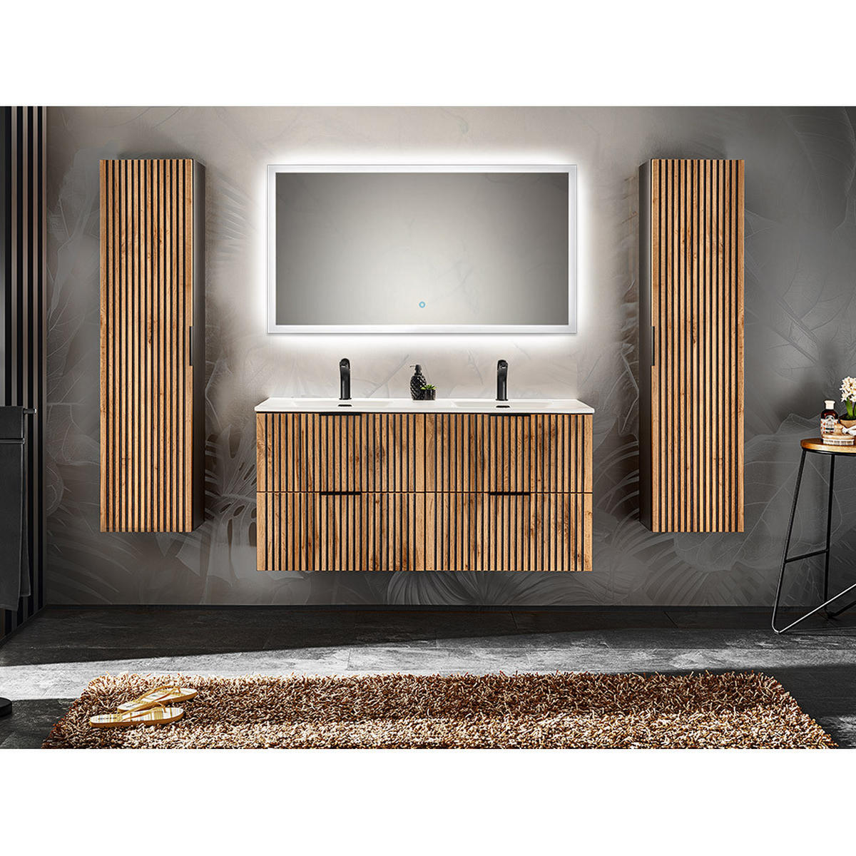 BADMÖBEL-SET 4-TLG. Xanten-56 - Braun, Holzwerkstoff (220/200/46cm) - Lomado