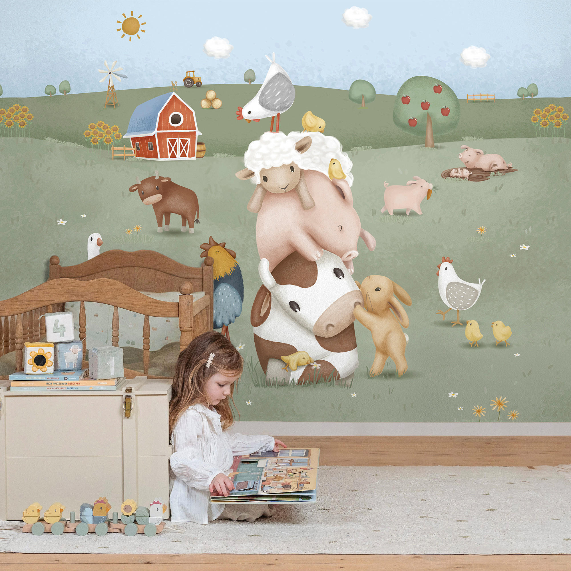 FOTOTAPETE Bauernhof Kleine Farm - Multicolor, Papier/Kunststoff (300/280cm) - Little Dutch