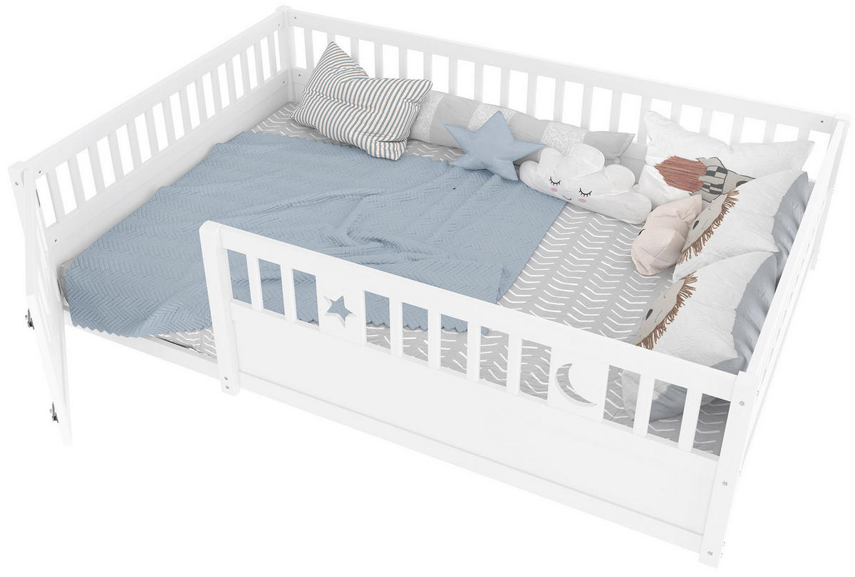 KINDERBETT 140/190 cm Weiß aus Kiefer mit Sicherheitsgitter - Weiß, Holz (140/190cm) - OKMYHOME
