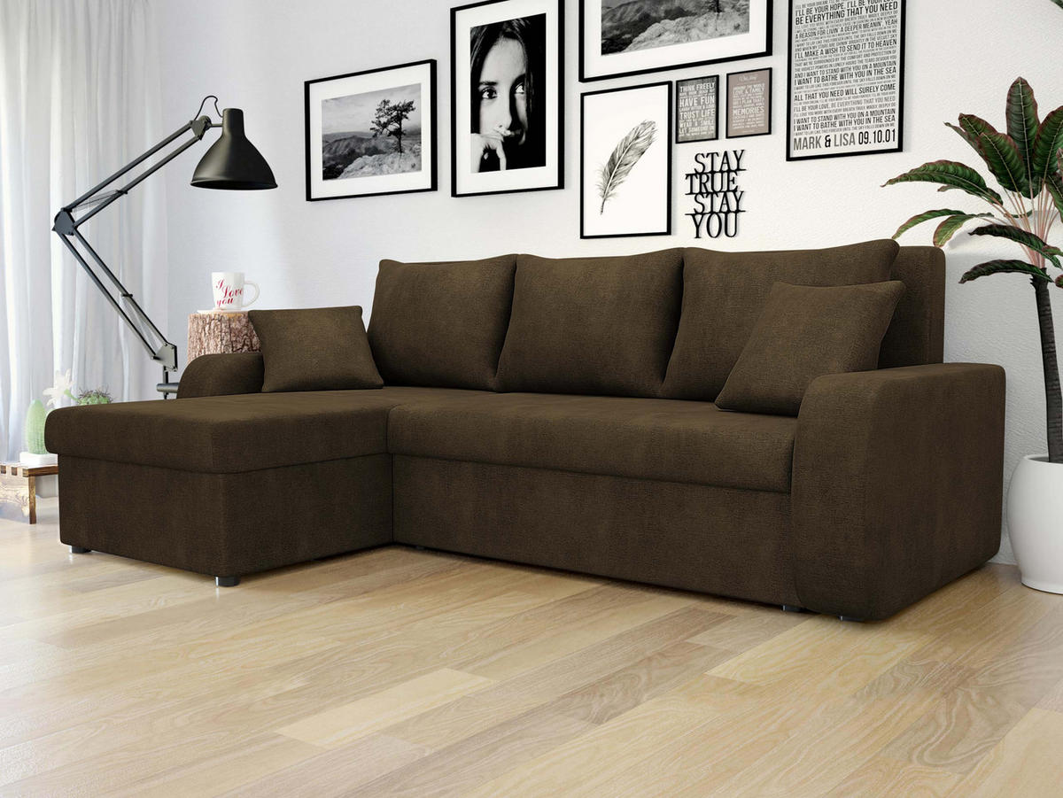 ECKSOFA Kris Lux - Schwarz/Braun, Holz/Kunststoff (238/147cm) - MIRJAN24