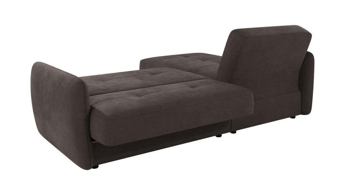 ECKSOFA Lupo Braun - Khaki Mikrofaser - Dunkelbraun/Schwarz, Holz/Kunststoff (232/147cm) - S-Style Möbel