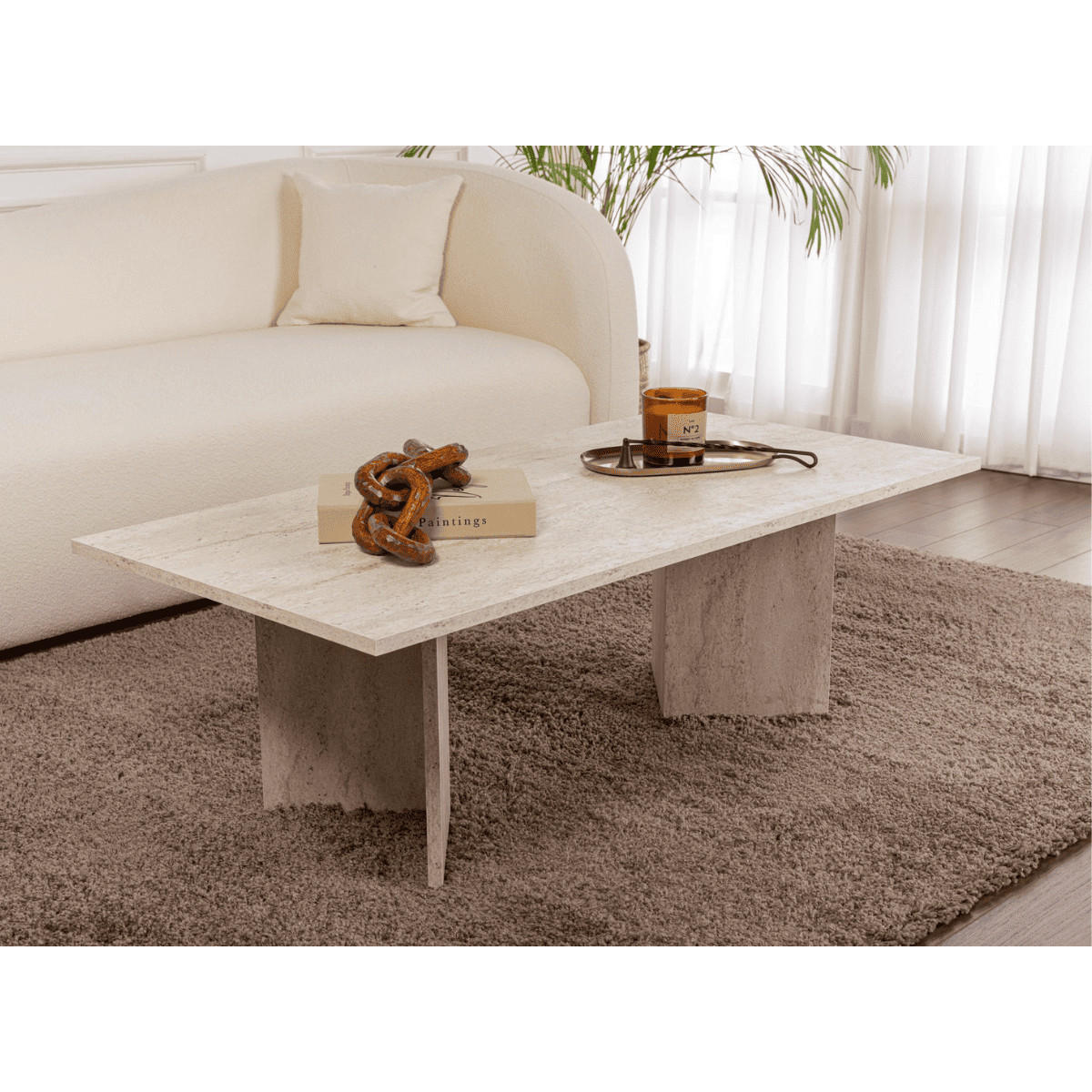 COUCHTISCH mit rechteckiger Platte 119/60/40 cm - Hellbraun, Holzwerkstoff (119/60/40cm) - Calicosy