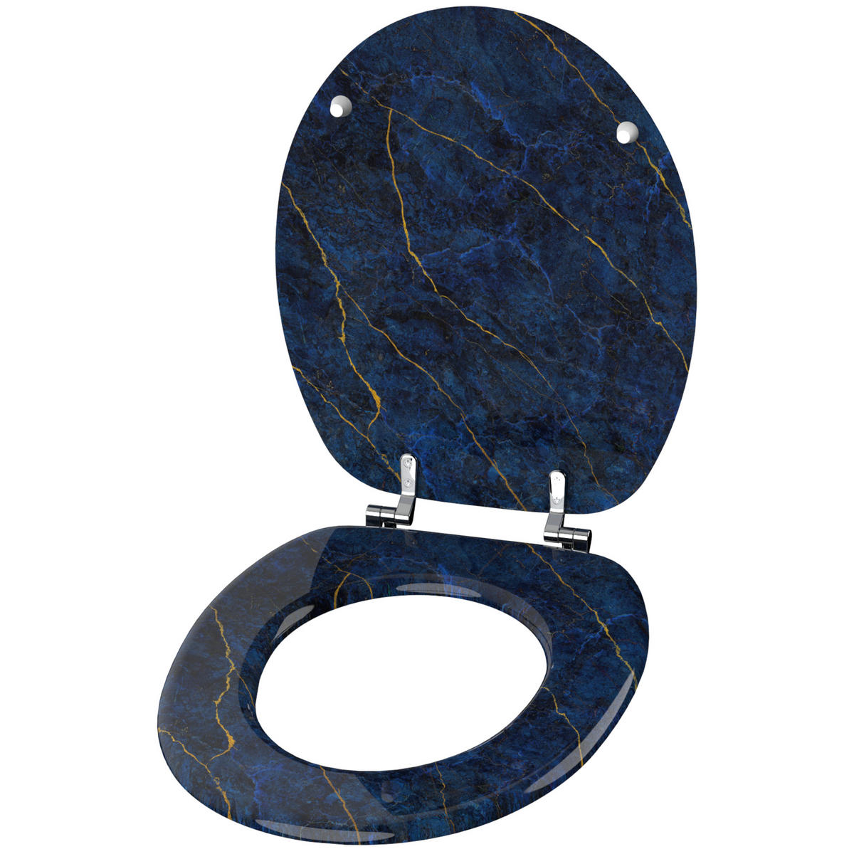 WC-SITZ Marmor Darkblue - Blau, Holzwerkstoff (38/6/47cm) - Sanilo