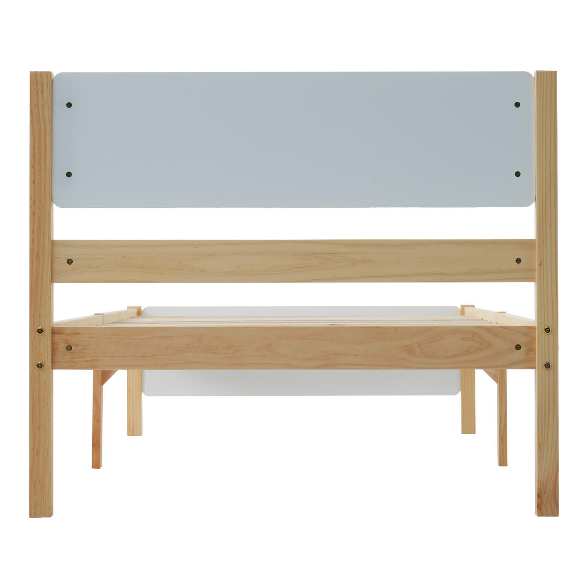 RAHMENBETT 90/200 cm Kiefernholzrahmen mit Kopf- und Fußteil in Weiß und Natur - Naturfarben, Holz (140/200cm) - OKWISH