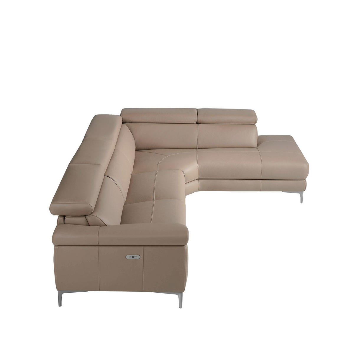ECKSOFA Relaxsofa mit rechter Chaiselongue in Leder Nerz 295/232/97 cm - Taupe, Leder (295/232cm) - ANGEL CERDA