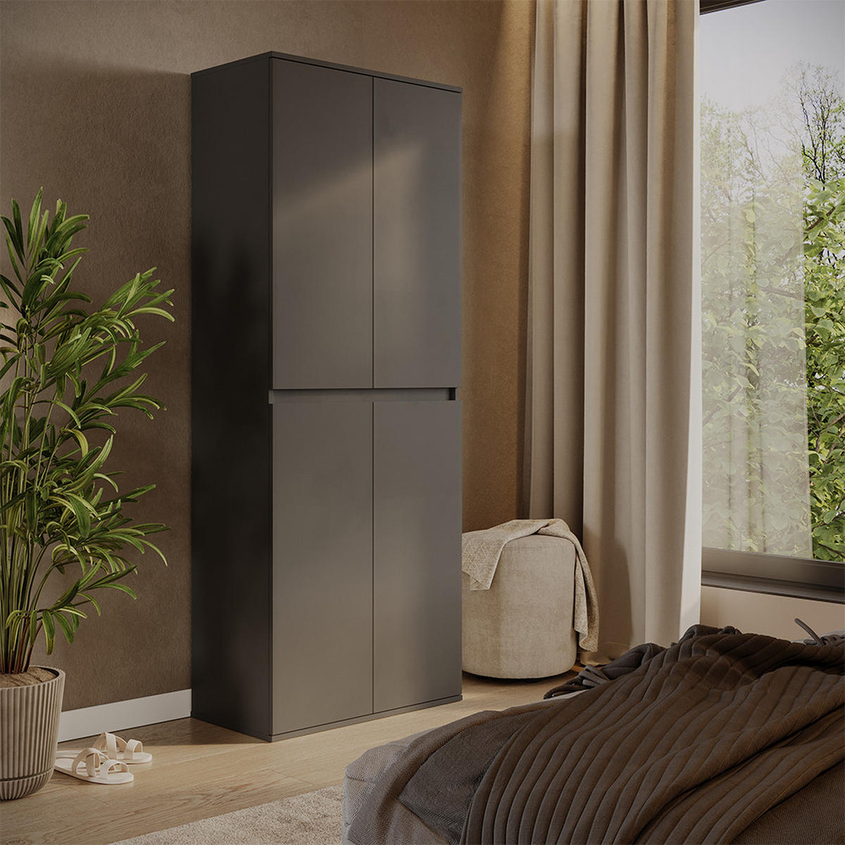 KLEIDERSCHRANK Claus Anthrazit 74 x 191.5 cm mit 4 Türen - Anthrazit, Holzwerkstoff (74/191.5/40cm) - Vicco