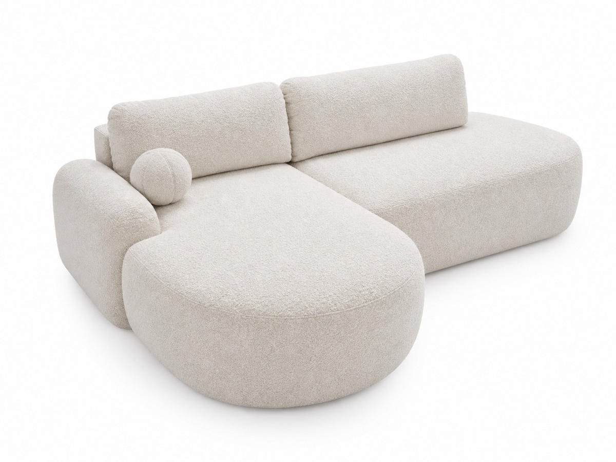 ECKSOFA Aurio O Bouclé-Stoff Weiß Links - Weiß, Holz/Textil (271/177cm) - Graingold