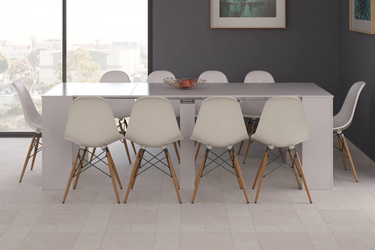 TISCH Ausziehbar Holzeffekt Glänzendes Weiß 51/90/78 cm - Weiß, Holzwerkstoff (90/78/51cm) - DMORA