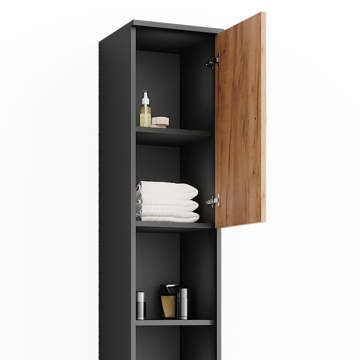 HOCHSCHRANK Fynn Anthrazit/Goldkraft Eiche 30 x 190 cm - Honigeiche/Anthrazit, Holzwerkstoff (30/190/30cm) - Vicco