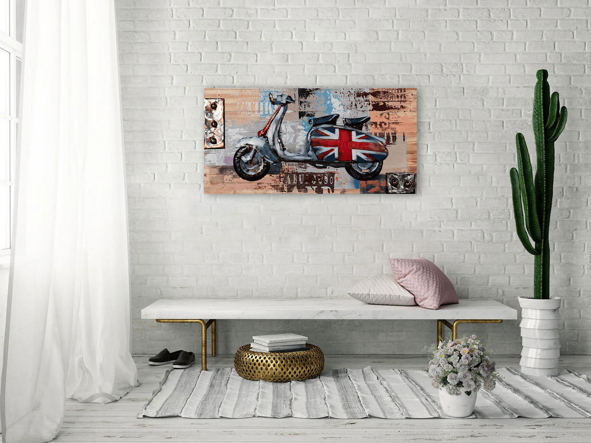 WANDBILD Beige 100/50 cm - Beige, Holz/Metall (3.5/50cm) - KUNSTLOFT