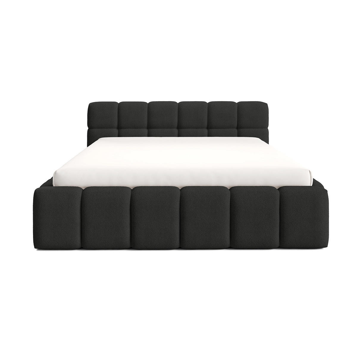 POLSTERBETT NUBO Medium 160x200 cm mit Bettkasten – QUELLE 100 - Schwarz, Holz - Dekori_Interiors