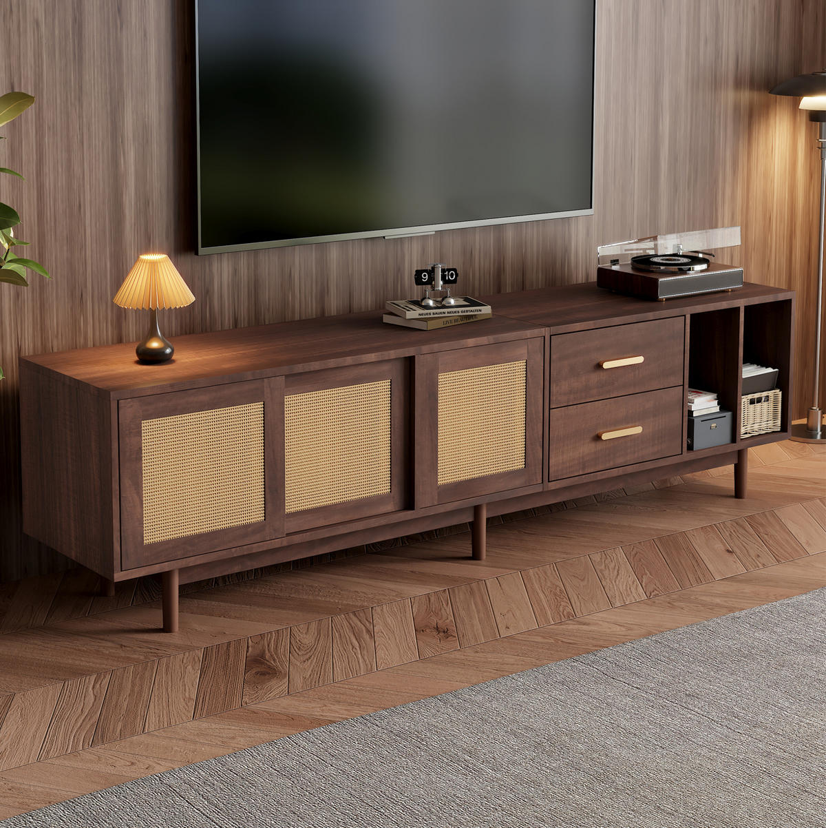 TV-ELEMENT mit Schiebetüren 190 x 40 x 52 cm MDF Braun - Braun, Holzwerkstoff (40/52/190cm) - Beauniv