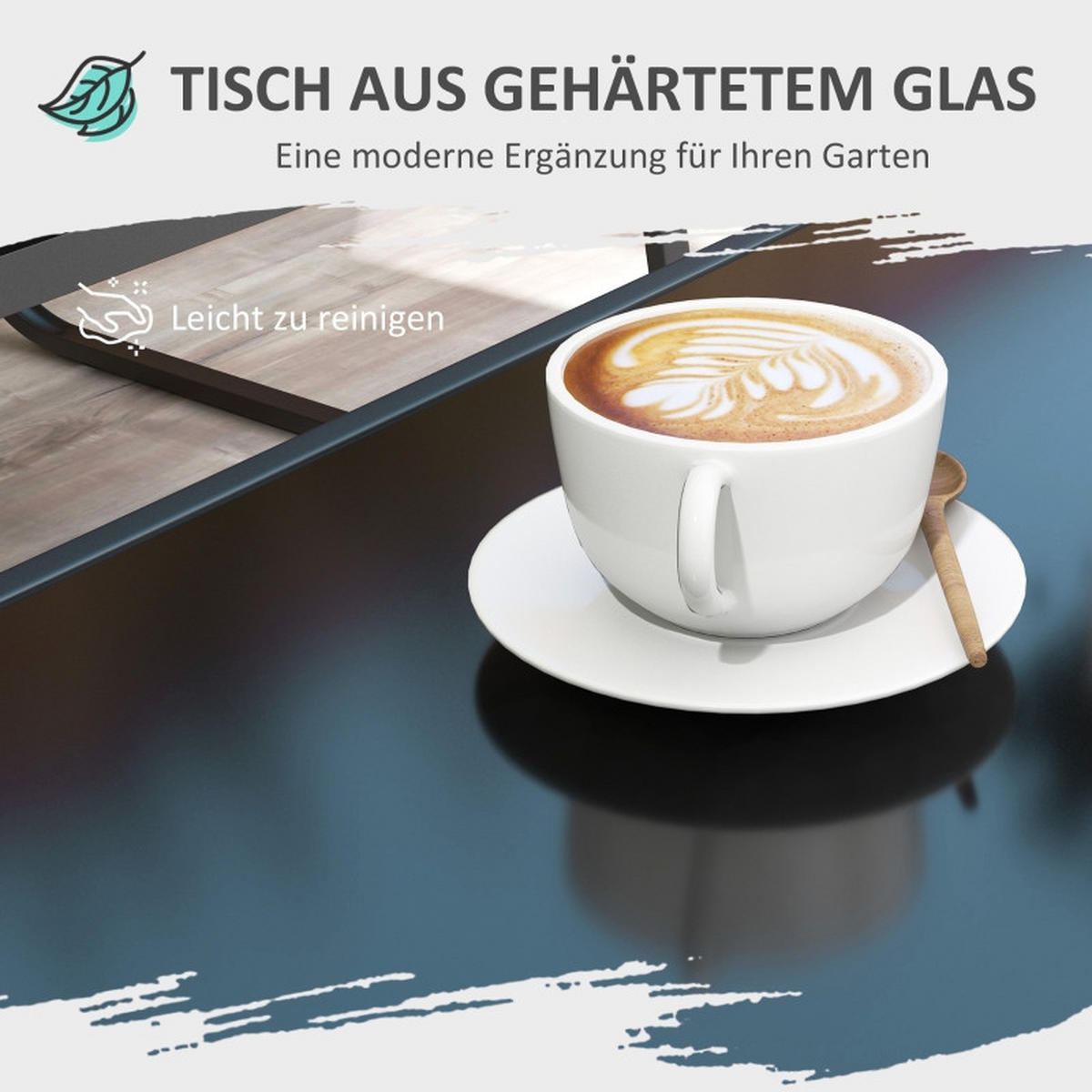 GARTENMÖBELSET aus Mesh 4-teilig 111x70x75cm schwarz mit Hartglasplatte - Schwarz, Textil - Modfu