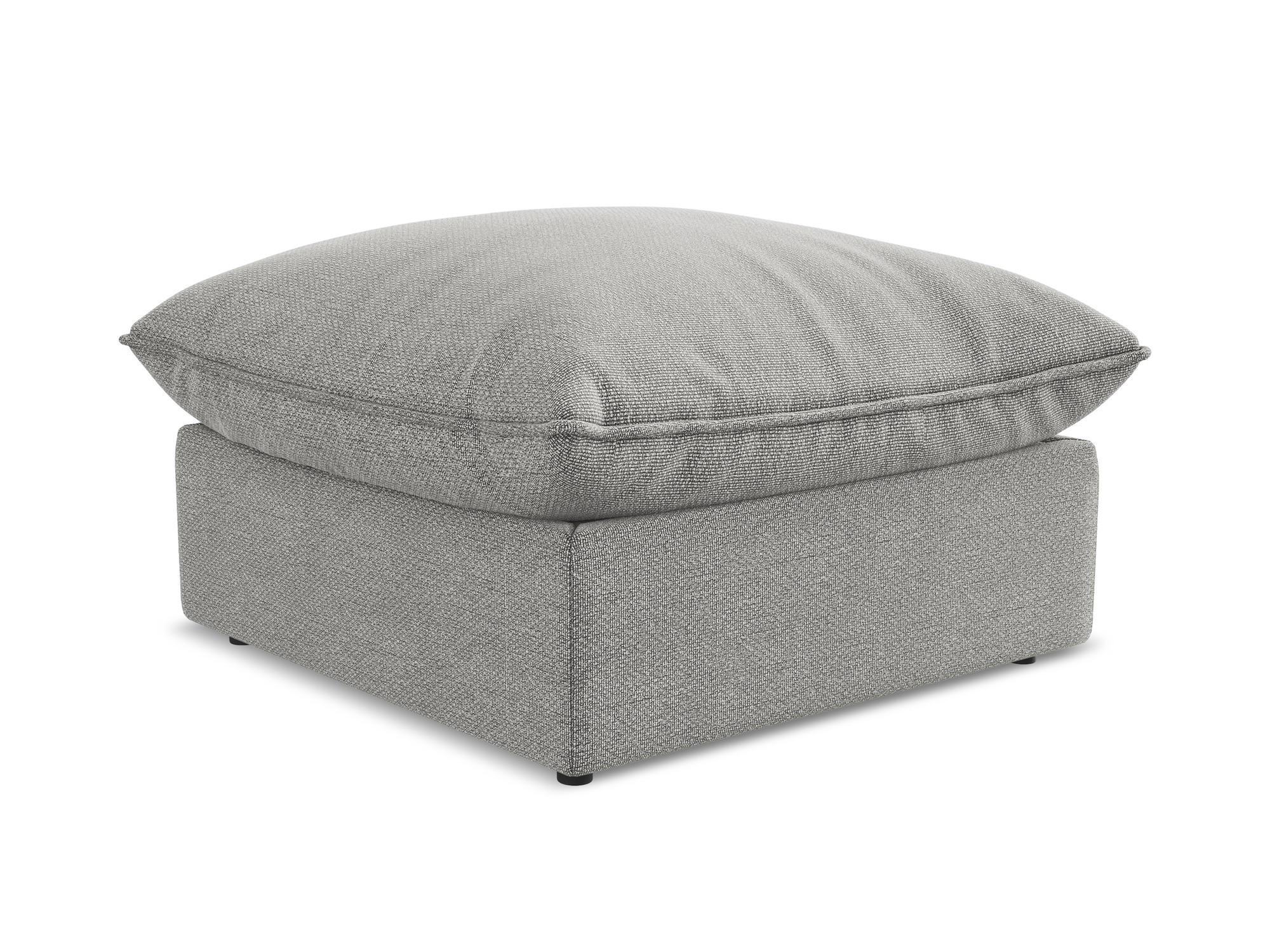 POUF Bouclé Stoff Grau - Hellgrau/Schwarz, Holzwerkstoff/Kunststoff (75/45/75cm) - Makamii