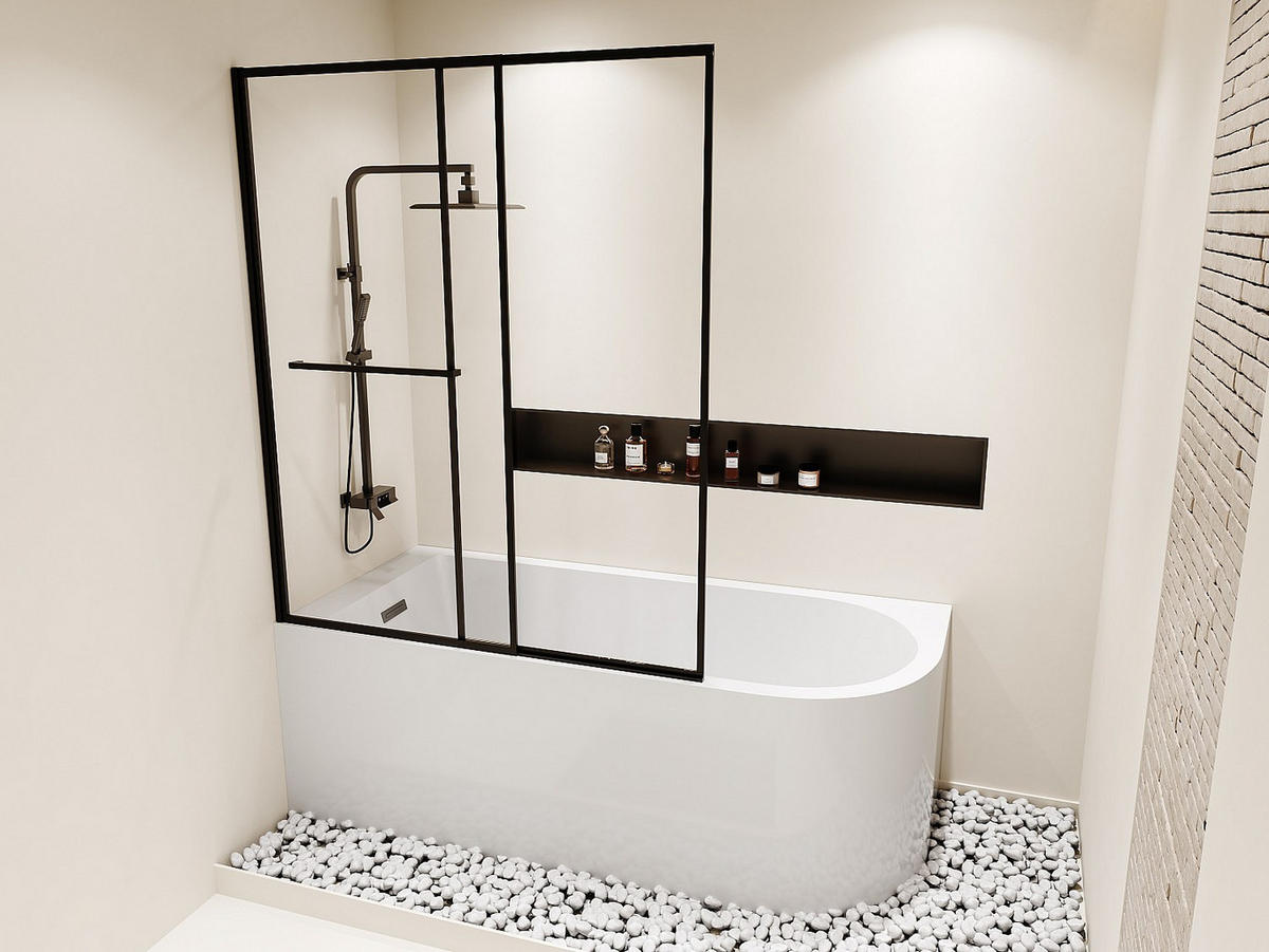 DUSCHBADEWANNE - 1 -Sitzer - Acryl - weiß - ANIKA - Weiß, Kunststoff (170/58/75cm) - Vente-Unique