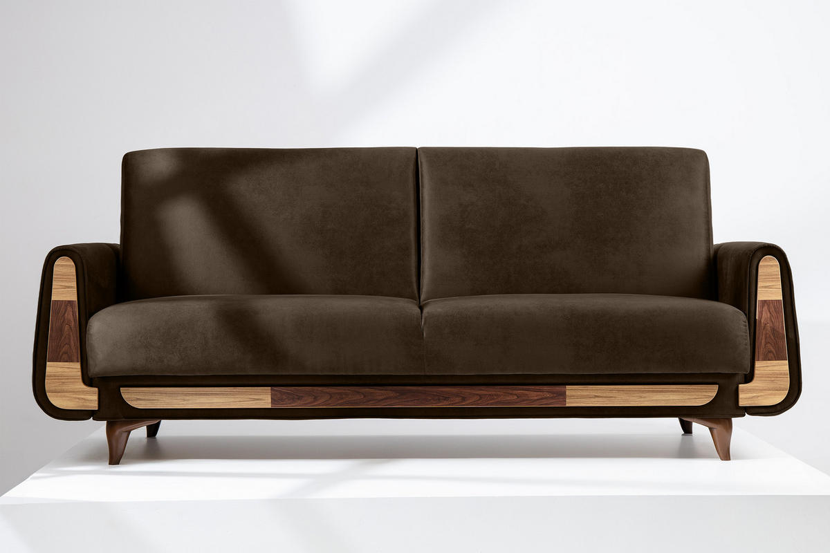 3-SITZER-SCHLAFSOFA GUSTAVO II mit Armlehnen, Braun - Braun, Holz/Holzwerkstoff (230/98/98cm) - KONSIMO®