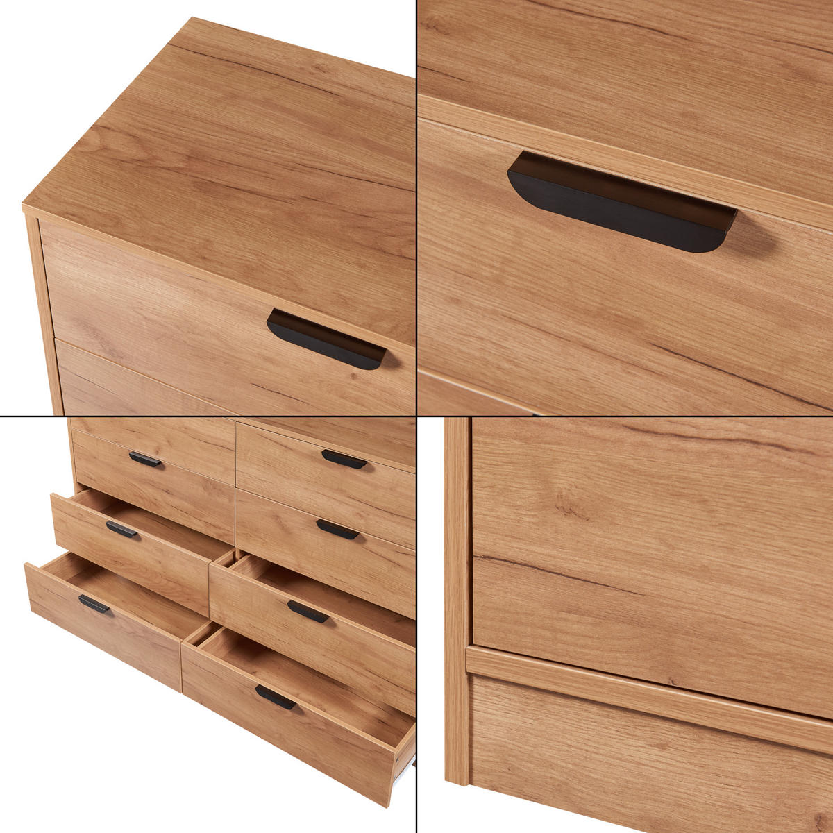 KOMMODE Varkaus - Eichefarben, Holzwerkstoff (140/90/40cm) - [en.casa]