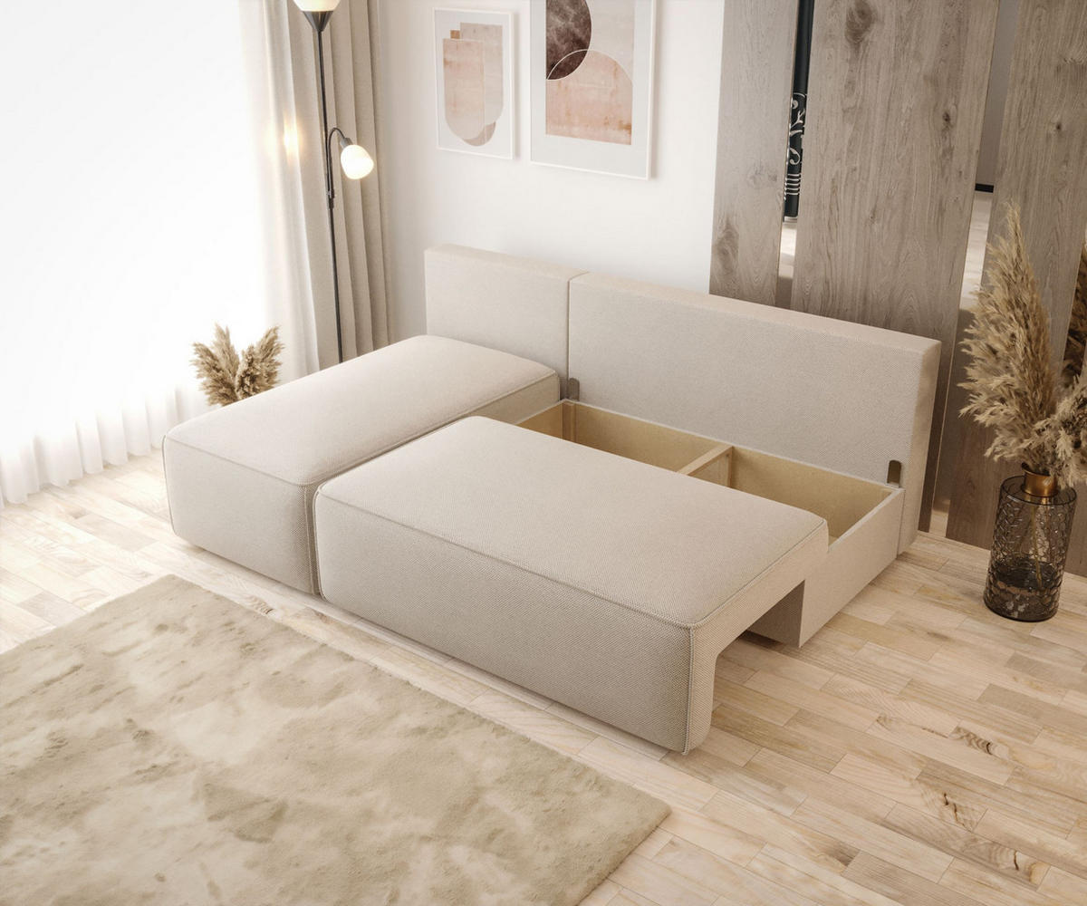 ECKSOFA mit Schlaffunktion SAVIO MINI Quelle 83 Links - Grau, Textil (200/140cm) - Bedante