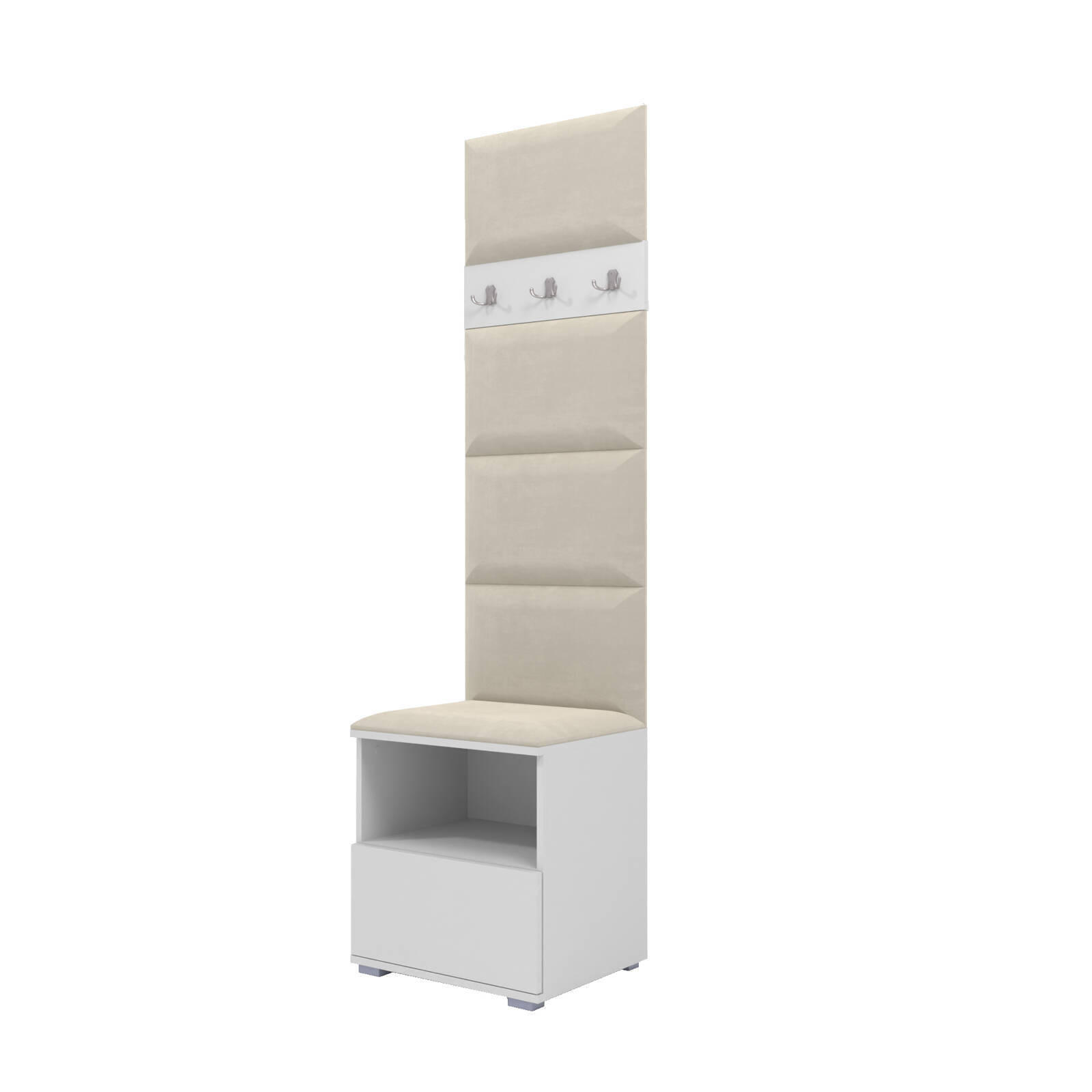 GARDEROBEN-SET Nela IV mit gepolsterten Paneelen 50/187/40 - Silberfarben/Creme, Holzwerkstoff/Kunststoff (50/187/40cm)