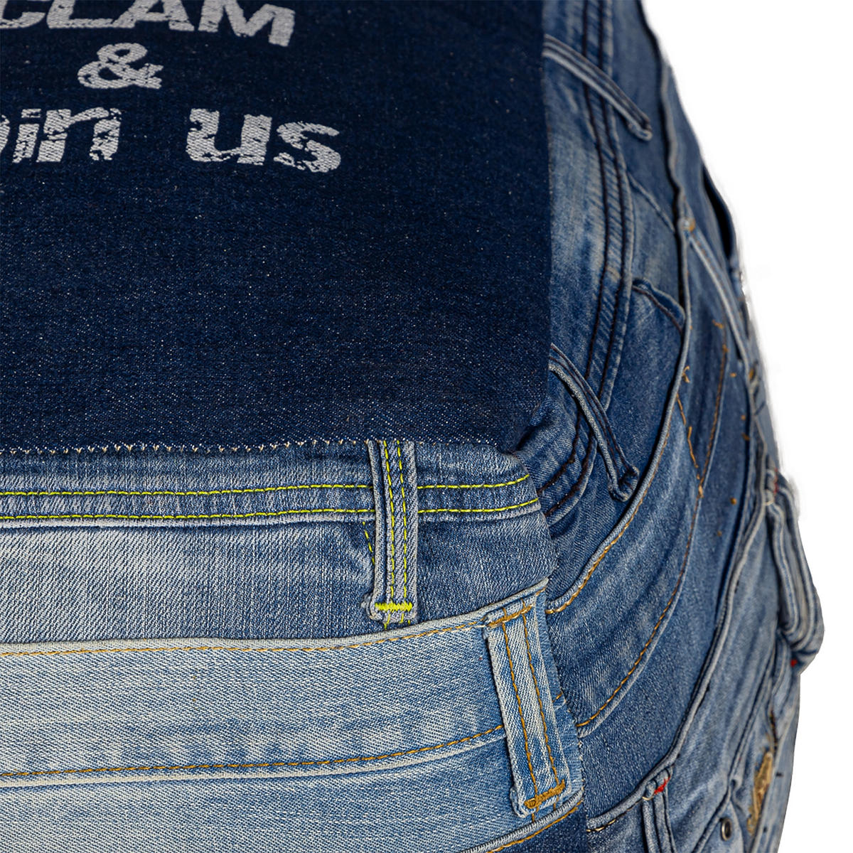 SITZPOUF 45x45x45 cm quadratisch Blau aus Jeans Baumwolle Füllung - Blau, Textil (45/45/45cm) - WOMO-DESIGN